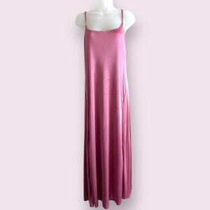 Wild Fable Satin Maxi Dress Pink Slip Dress Sleeveless Size L